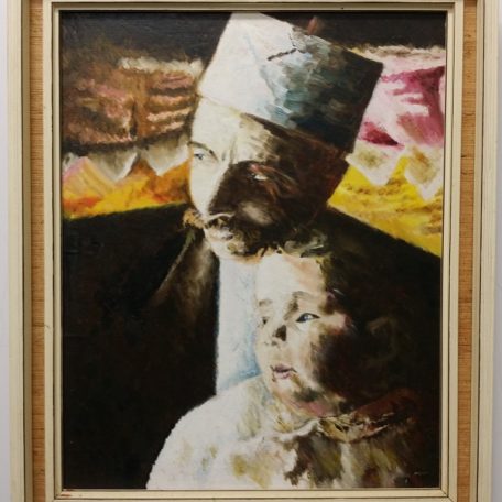 OLD PAINTING - FATHER & CHILD